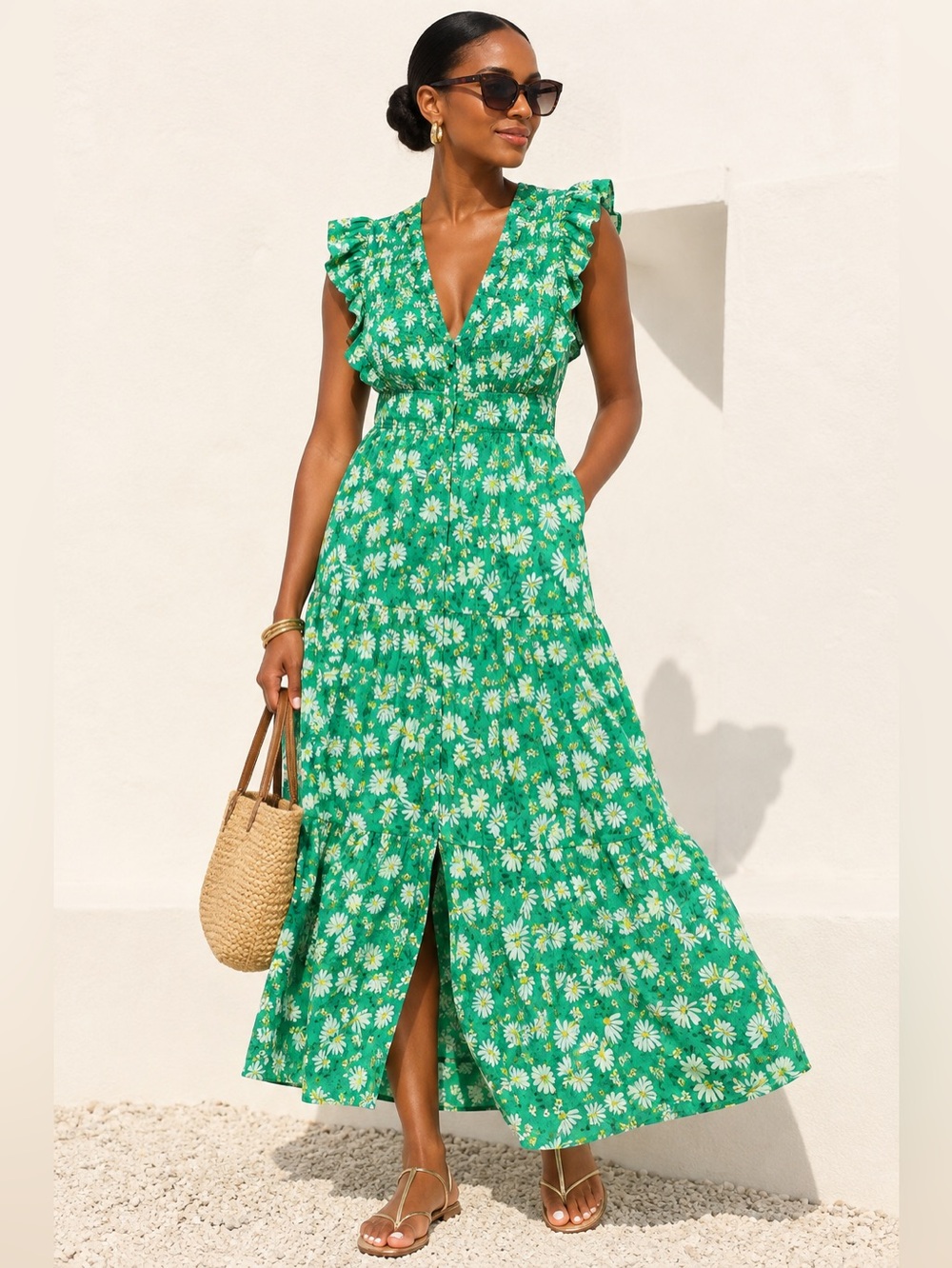 Anthropologie The Peregrine MIDI Dress in Green L